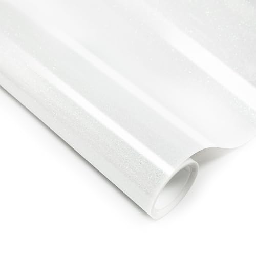Image of White Glitter HTV Heat Transfer Vinyl, 12 inch x 5ft lron on Vinyl, for T-Shirt Ironing, Vinyl HTV Easy to Cut and Weed, The Best Choice for DIY Creativity. (White, 12 inch x5ft)
