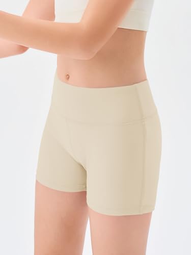 Image of Haloumoning Girls Athletic Shorts Kids High Waisted Yoga Dance Biker Shorts Comfy Gymnastics Shorts 5-14Y