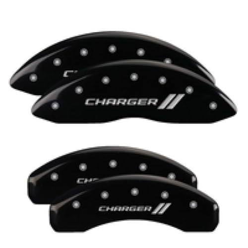 Image of MGP Caliper Covers for 2011-2023 Dodge Charger & Challenger | Requires 18 inch+ Wheels & Dual Piston Front Caliper, Black Powder-Coated Aluminum, 4 PCS Front and Rear, CHARGER / / Engraving