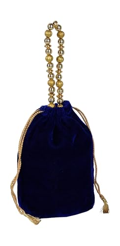 Image of TOOBA Handicraft Women's Embroidered Clutch Purse | Designer Handbag with Golden Floral & Pearl Work | Wedding, Cocktail, Party & Bridal Gift Bag for Women & Girls