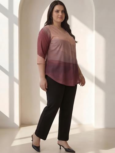 Image of AMYDUS Plus Size Women Printed Top | Centre Pleat for Tummy Flaws | Cloud Soft Fabric | V-Neck | High-Low Hem | Complete Hip Coverage | Plus Size Tops for Women | XL to 9XL