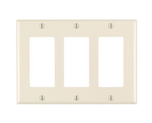 Leviton 3-Gang Decora/GFCI Device Wallplate, Standard Size, Thermoset, Device Mount, 80411-T, Light Almond