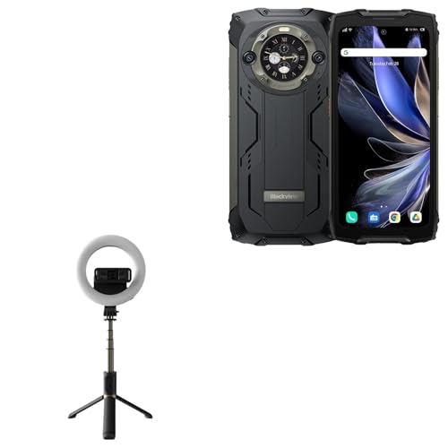 BoxWave Stand and Mount Compatible with Doogee Dagger DG550 - RingLight SelfiePod, Selfie Stick Extendable Arm with Ring Light - Jet Black
