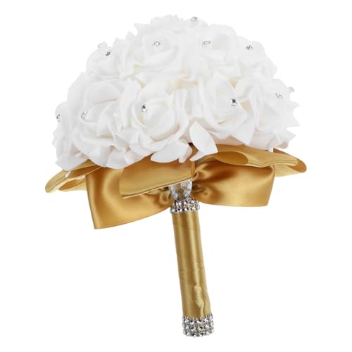 Cabilock Bouquet da Sposa Artificiale con Oro Fiori Eleganti per Matrimoni Decorazioni per Cerimonie e Centrotavola Versatile e Leggero per Cerimonie e Casa