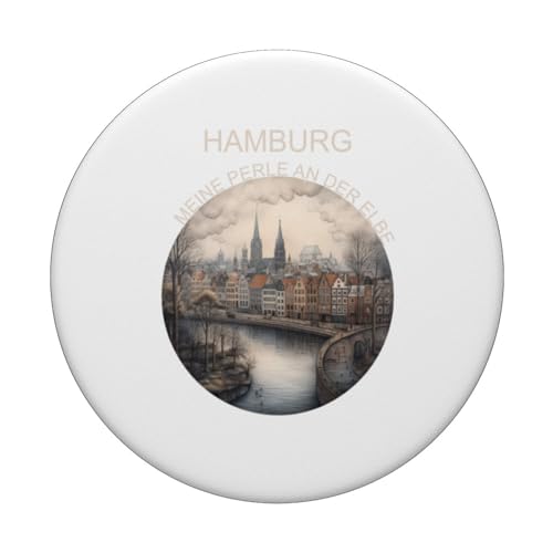 Hamburg my pearl on the Elbe PopSockets Swappable PopGrip, Black - Image 3