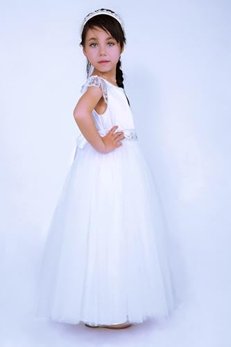 Girl 1st Communion Tulle White Clothes Teens Kid Wedding Pageant Prom Dresses Size 6 7 8 9 10 11 12 13 142