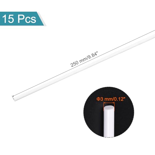 Image of MECCANIXITY ABS Plastic Rod Round Solid Bar 3 mm x 250 mm White for DIY Model Material, Architectural Model Making, DIY Sand Table, Pack of 15 Pcs