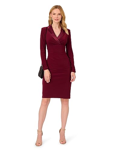 Image of Adrianna Papell Stretch Jersey Tuxedo Cocktail Dress with Shawl Collar