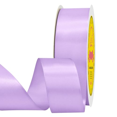 Image of Double Face Light Purple Satin Ribbon 1-1 /2 inch X 50 Yards for Gift Wrapping Very Suitable for Weddings Party Hair Bow Invitation Decorations and More