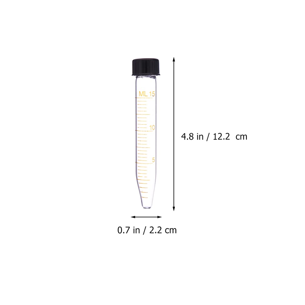15 pièces Tubes centrifuger Tubes essai Verre gradué Tubes centrifuger Coniques Tubes microcentrifuger avec Bouchons vis Tubes essai 15ml