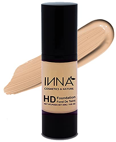Inna Cosmetics & Nature - Hd Liquid Foundation, Vegan, Gluten-Free, Paraben-Free, Oil-Free, Mineral, Cruelty-Free, Sun Protection, Essential Oils And Antioxidants, Made In Canada, 30 Ml (Extra Light Porcelain) (Medium Porcelain) #TOP1