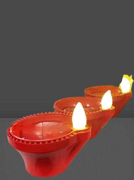 LED Water Sensor Diya with Water Sensor Technology | LED Candles | Flameless Wind-Proof Diva with Warm Yellow Lights, Battery Operated for Home Decor, Diwali & All Festival Decorations (Pack of 3)-image-35