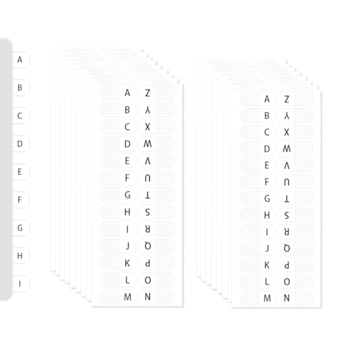 416 Pcs Alphabetical Tab Indexes, (16 Sheets) A-Z Index Tabs, Self Adhesive A-Z Alphabet Index Tabs, Alphabet Book Tab (White)