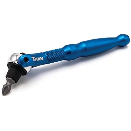 Titan 11317 1/4-Inch Drive x 4-Inch 90-Tooth Swivel Head Micro Ratcheting Bit Driver - Blue