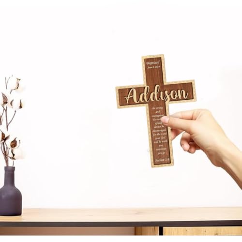 Image of Personalized Baptism Cross wood sign, Wooden sign Baptism gifts for Baby, Baptism Gift Girl /Boy, Christening Gifts Crosses for children, Baptized Cross Sign, Dedication Gift, Christening Gifts - A2