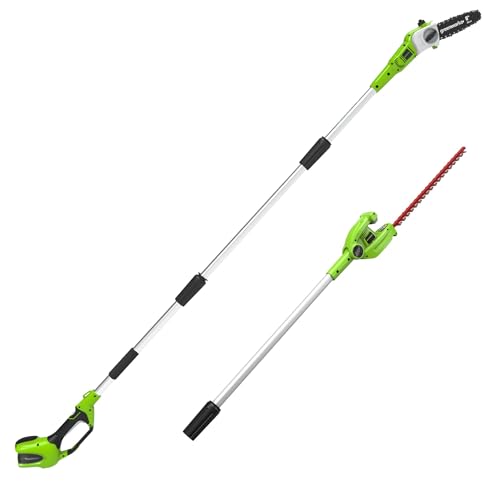 Greenworks G40PSH 2-in-1 Akku Stabheckenschere & Akku Hochentaster mit Schultergurt, Astsäge 20 cm...