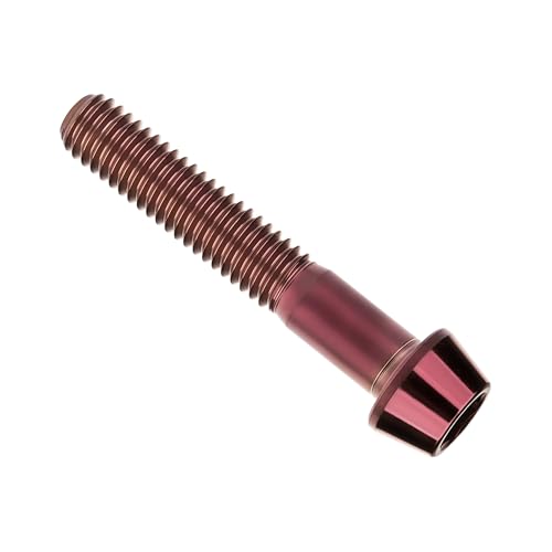 Image of Titanium Ti Bolt M5x9 16 18 20 25 30 35 40 45 50 55 60mm Tapered Head Screws Pack of 4 (M5x35mm, Burgundy)