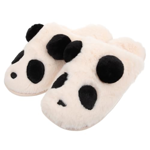 Pantoufles en peluche panda pour femme ORFOFE avec semelle antidérapante TPR