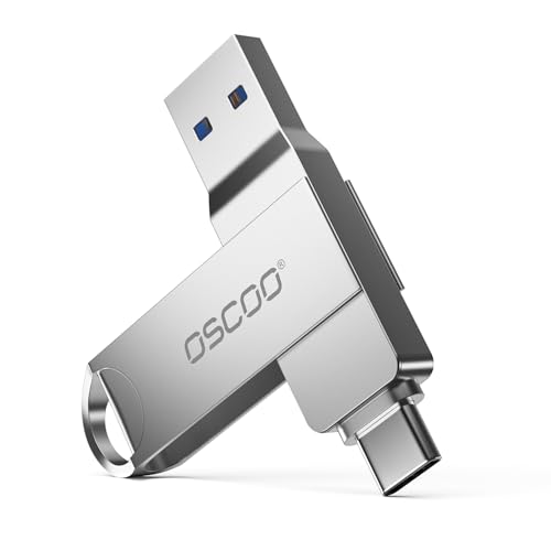OSCOO 128GB USB Flash Drive, USB 3.1 Gen 1 Dual USB-C & USB-A Memory Stick, Portable Thumb Drive for iPhone 15/16/17, Mac, Android Phones, Tablets, Laptops, Mac, Windows – Photo & Video Backup