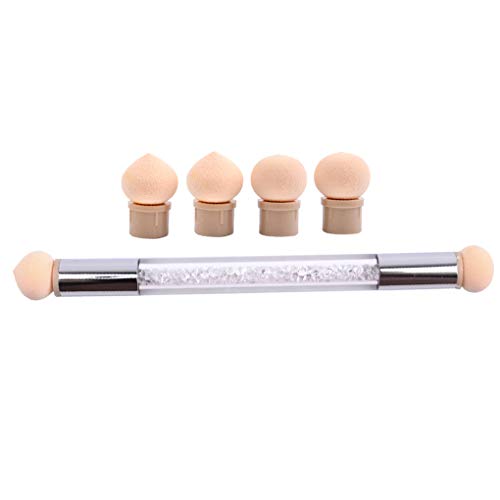 Provide The Best El Doble Dirige Esponja Cepillo de Las uñas Recogiendo gradiente Arte Cepillo de uñas salpican Gradiente Pluma Brillante Mango de la Herramienta de Belleza reemplazable