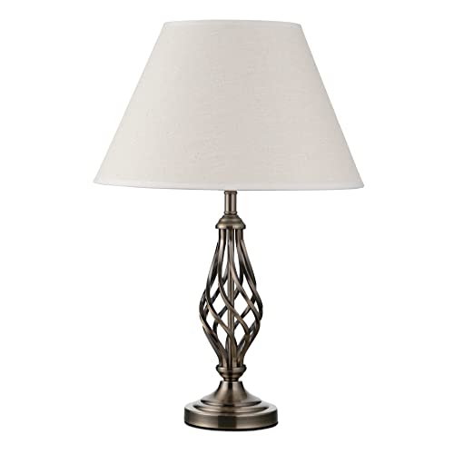 Lighting Supermarket Kingswood Barley Twist Traditional Table Lamp & Shade - Antique Brass - Image 3