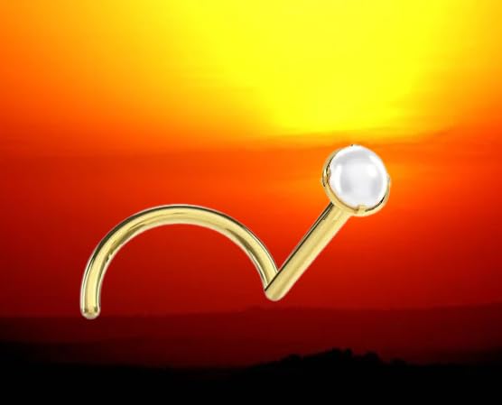 I Piercing para la nariz, oro macizo 750 auténtico con perla cultivada auténtica, dimensiones 0,6 x 6 x 2,5 mm. La autenticidad del artículo descrito a continuación está garantizada por la presente I