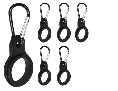 KAPSING Juego de cinturón portabotellas de 5 Piezas con mosquetón, Hebilla para Botella de Agua, Llavero Negro con Clip para portabotellas, para Camping, Senderismo y Actividades al Aire Libre