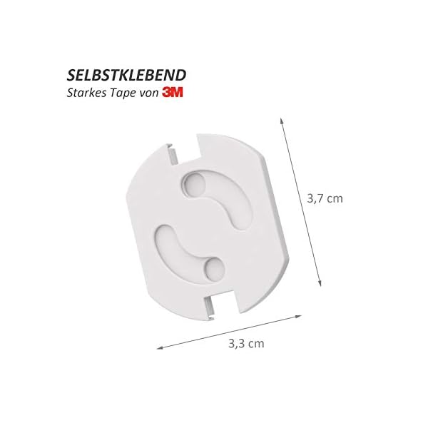WELLGRO Steckdosen Schutz - mit Drehmechanik, selbstklebend, weiß - Kindersicherung - Menge wählbar, Stückzahl:12 Stück – Bild 5