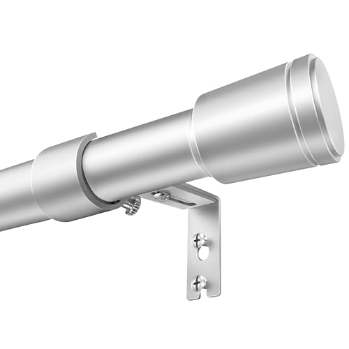 Silver Curtain Rods for Windows 1 Pack 30-120 Inch Heavy Duty Curtain Rod
