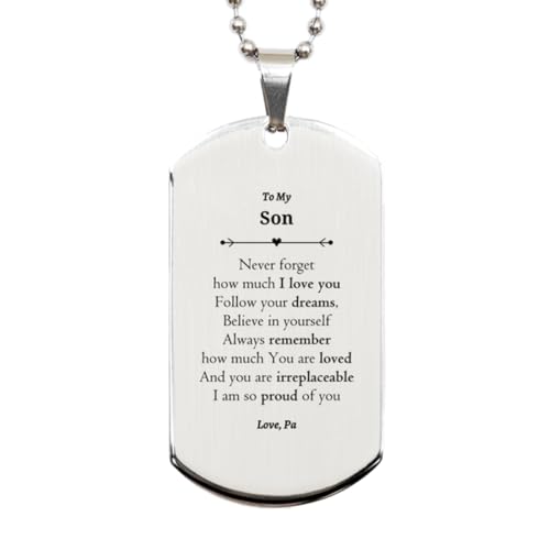 To My Son Silver Dog Tag Graduation Gifts from Pa,