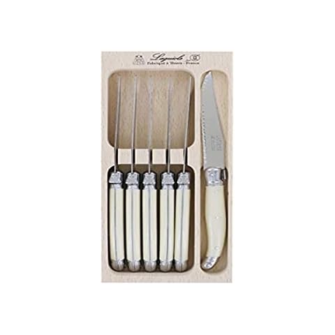 Laguiole 6 x Steak Knifes | Ivory Colour | Knifes Set In wooden Tray | Made In France Cover