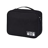 Hlily Bolsa de viagem organizadora eletrônica para acessórios de cabo bolsa de armazenamento bolsa livre espaço separado à prova d'água para cabo carregador de cabo rígido disco rígido fone de ouvido banco de energia