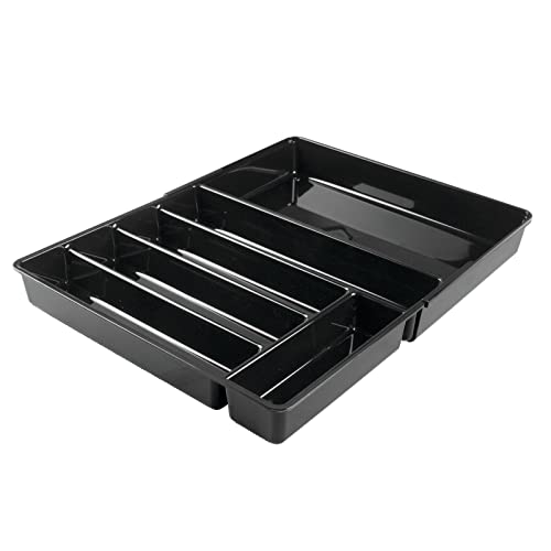mDesign Cubertero antideslizante expandible con 6 divisiones – Organizador de cubiertos extensible...