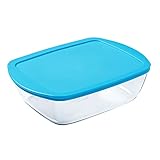 Recipiente para conservación y horno con tapa azul de 28 X 20 X 8 cm y 2,5 litros de capacidad