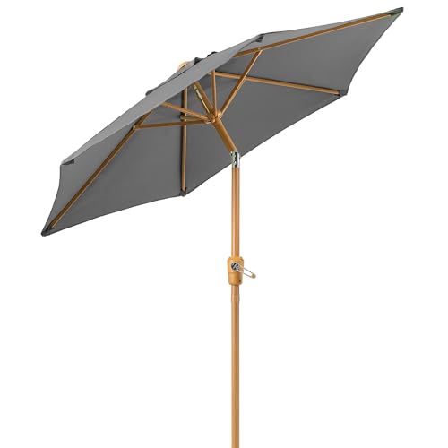 CHRISTOW 2m Garden Parasol, Steel Pole, Grey