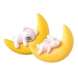 TOGEVAL 2個 水槽フロート ミニムーンモデル ミニチュア動物の置物 水槽の月 フローティング装飾 水族館浮遊装飾品 水族館浮遊月 クラフトムーンオーナメント 水槽の付属品 水槽の飾り 樹脂