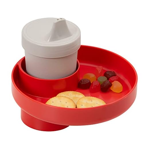 My Travel Tray Round, USA Made. Easily Convert Your existing Cup Holder to a Tray and Cup Holder for use in a Car Seat, Booster, Stroller, Golf Cart and Anywhere You Have a Cup Holder! (Red)