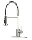 FORIOUS Kitchen Faucet with Pull Down Sprayer, Brushed Nickel Stainless Steel Single Handle Classic Spring Commercial Sink Faucet for RV...