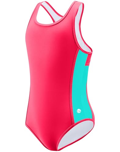 Image of G Gradual Girl's One Piece Swimsuits Racerback Kids Bathing Suit | for Girls 7-16Y, Fully lined for no see-through, Wider straps, UPF 50+, Modest coverage, Swimwear for Swim Team, Beach, Pool