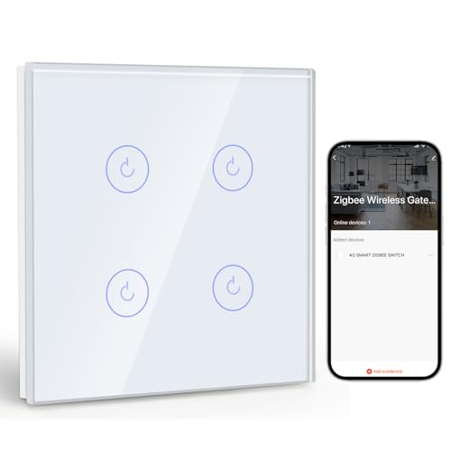 Interruptor táctil ZigBee 4 Gang BSEED compatible con Alexa y Google Home