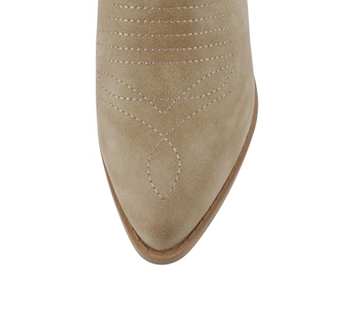Image of Soda inchTELLER inch ~ Women's Western Cowboy Boots with Stitched Detailing, Pointed Toe, and Low Block Heel