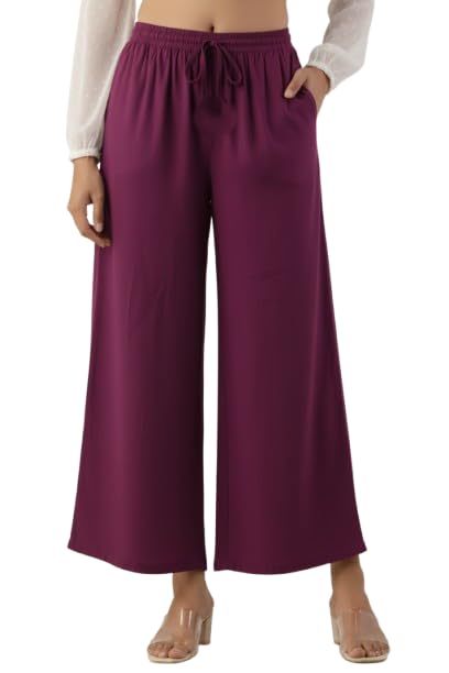 Image of Moirai Super Soft Viscose Rayon Palazzo Pants for Women Relaxed & Regular Fit Solid Palazzo for Women & Girls Casual Ethnic Wear