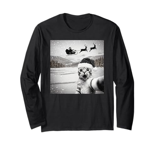 Selfie di gatto con babbo natale divertente per uomini