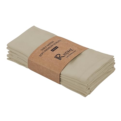 Image of R home Solid Cotton Table Napkins, Soft Cloth Napkins for Dining Table, Reusable & Washable, Ideal for Formal Dining, Cocktail Nights, Weddings, Home Bar & Table Decor (6, TUFFET)