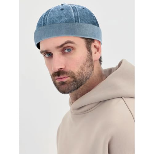 Image of Glamorstar Brimless Dome Hats for Women Men Sailor Beanie Cap Vintage Docker Hat