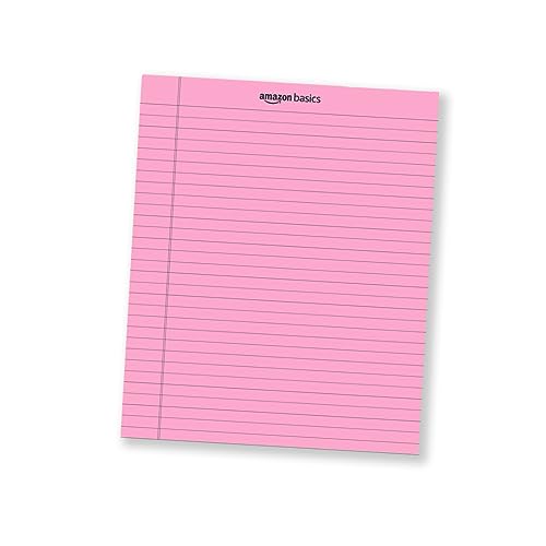 Image of amazon basics Wide Ruled 10.5x8.5 - Inch 50-Sheet Lined Writing Note Pad, Pink - Pack of 12