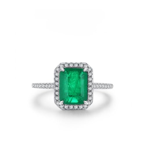 14K Gold Emerald Engagement Ring, Elegant Rectangle Design, Stylish Gift for Women for Any Occasions