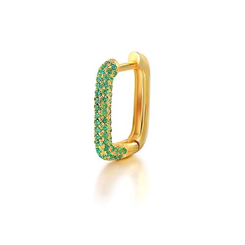 Boucle d'oreille géométrique grand cercle et carré coloré micro-incrusté SS1