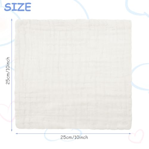 Aolso Baby Washcloths, 8pcs Muslin Cotton Baby Towels, 25x25 cm 6 Layers Cotton Baby Muslin Squares, Soft Baby Muslin Cloths - Image 2