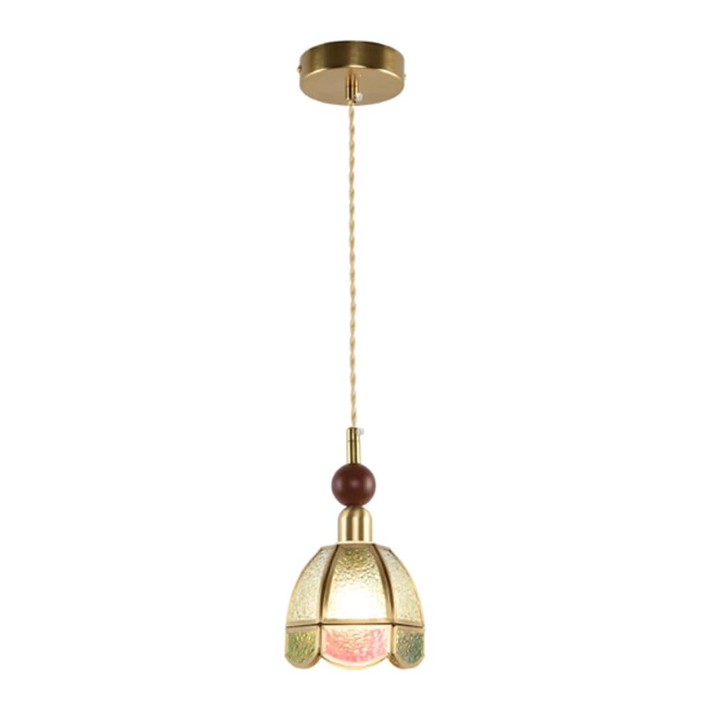 Lampe suspendue en laiton et vitrail rétro chic pour une déco raffinée